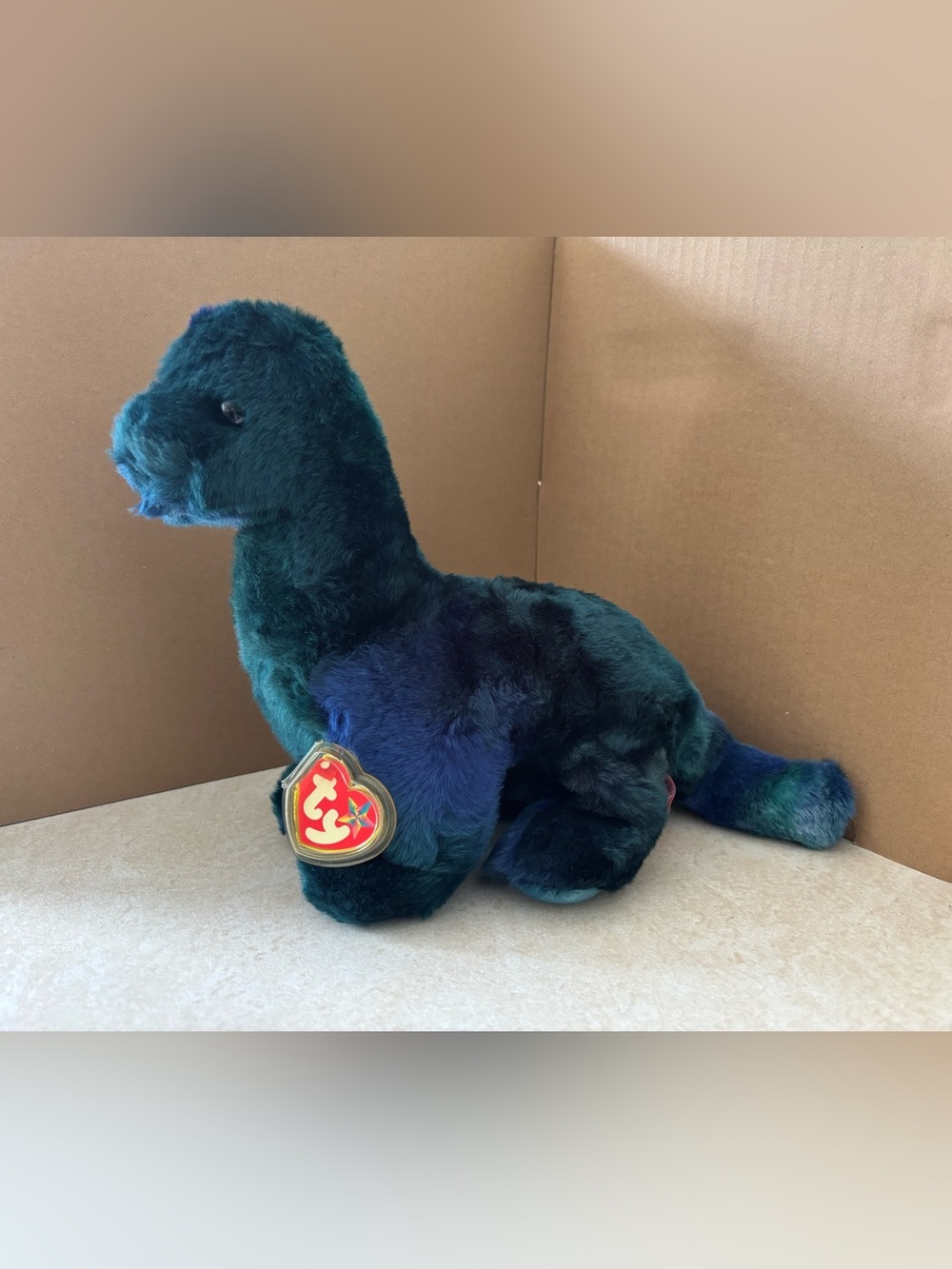 Ty Teal and Deep Blue Plush Brontosaurus